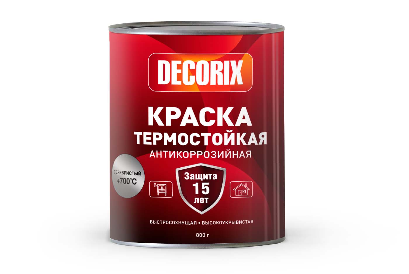 Краска термостойкая +700°С для сверхвысоких температур DECORIX в банке 800 г матовая
