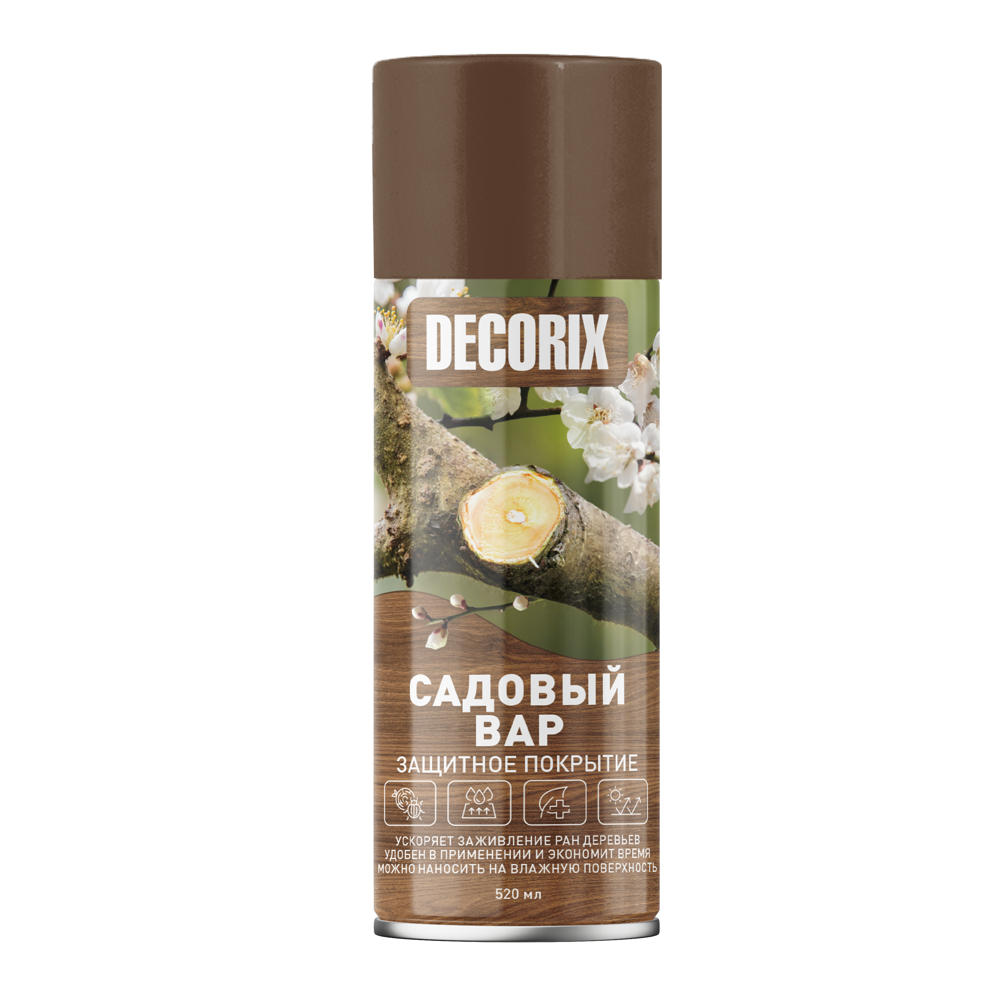 Аэрозольное защитное покрытие САДОВЫЙ ВАР DECORIX 520 мл