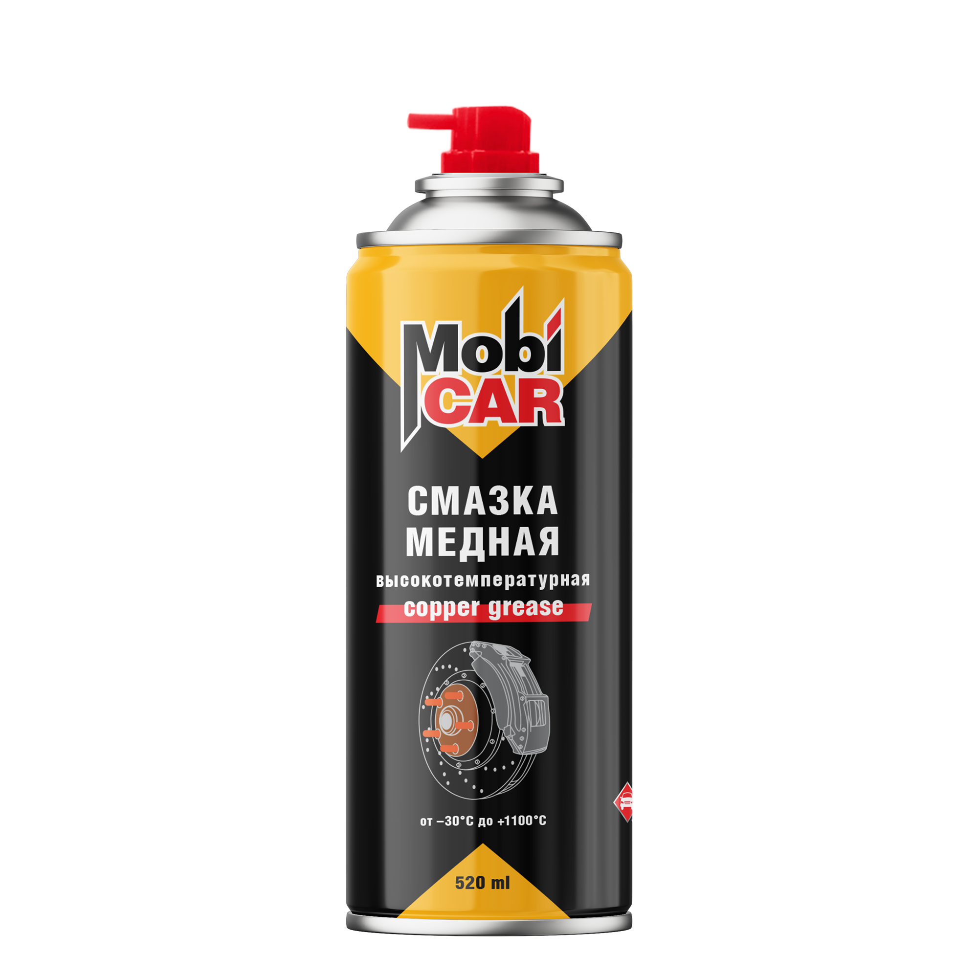 Аэрозольная смазка медная высокотемпературная +1100°С MobiCAR 520 мл
