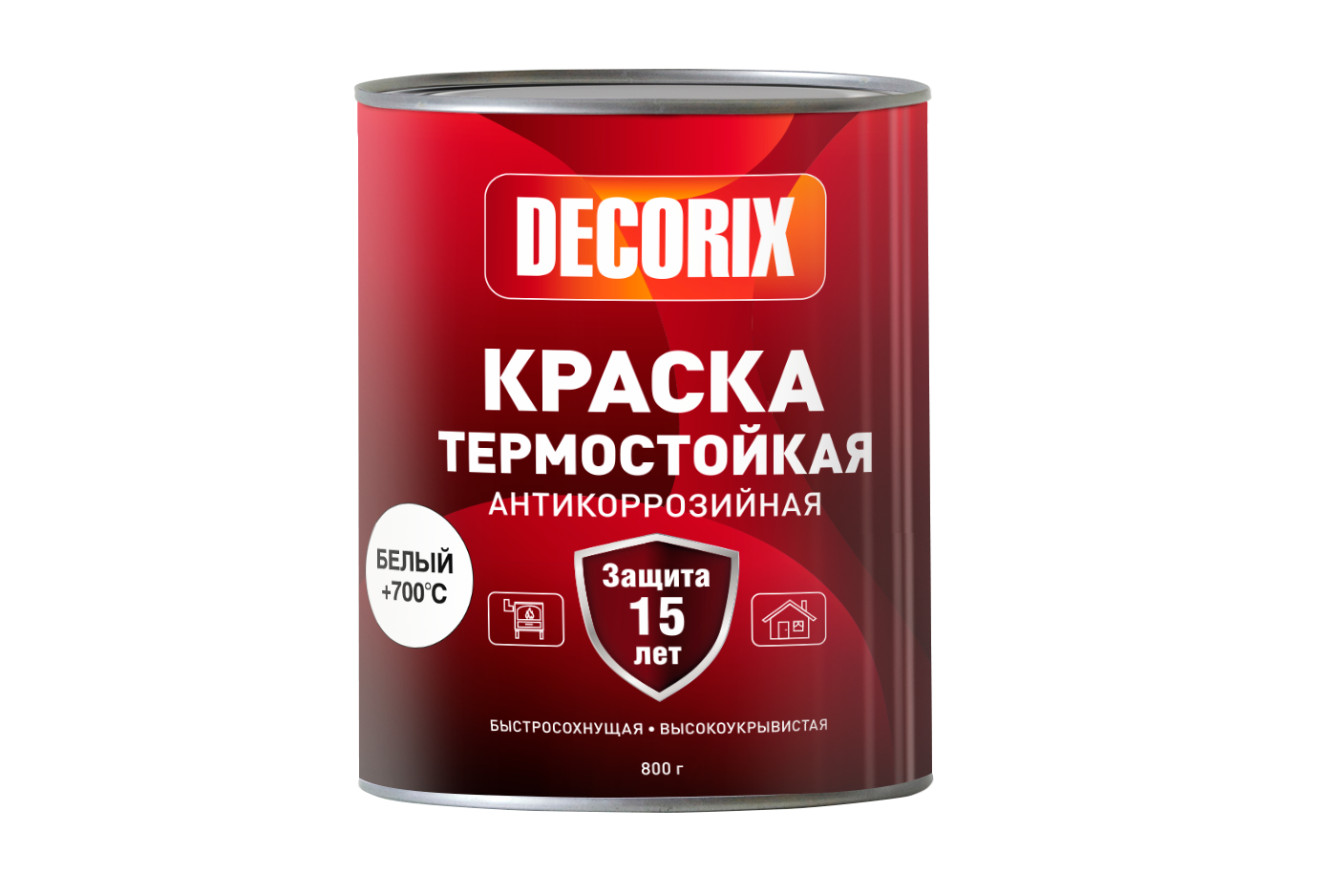 Краска термостойкая +700°С для сверхвысоких температур DECORIX в банке 800 г матовая